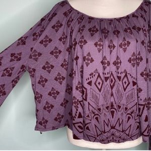 Free People purple tribal print oversized crop top